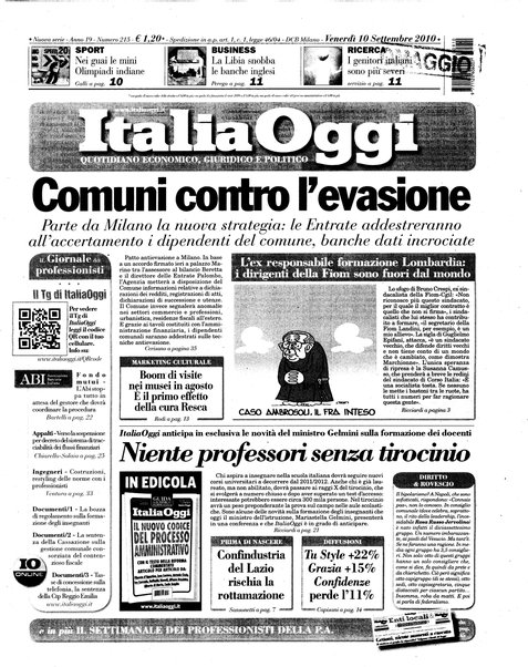 Italia oggi : quotidiano di economia finanza e politica